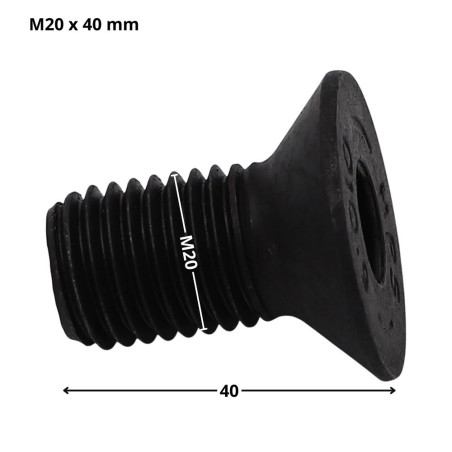 1 x Tornillo metales FHC cabeza fresada cavidad hexagonal hueca llave de 12 M20X40 roscado total clase 10.9 Acero bruto