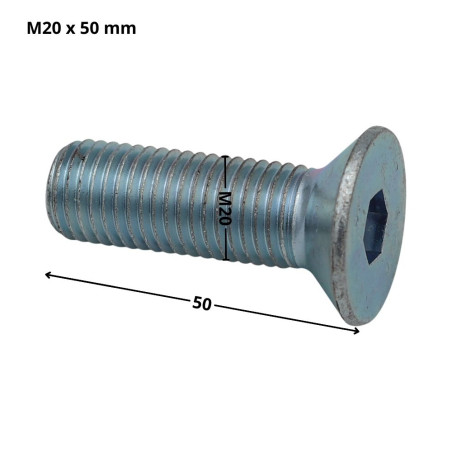 1 x Tornillo metales FHC cabeza fresada cavidad hexagonal hueca llave de 12 M20X50 roscado total clase 10.9 Acero cincado