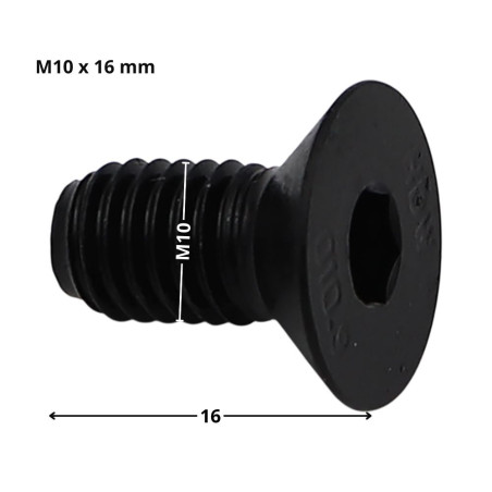1 x Tornillo metales FHC cabeza fresada cavidad hexagonal hueca llave de 6 M10X16 roscado total clase 10.9 Acero bruto