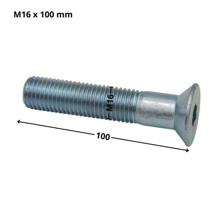 1 x Tornillo metales FHC cabeza fresada cavidad hexagonal hueca llave de 10 M16X100 roscado parcial clase 10.9 Acero