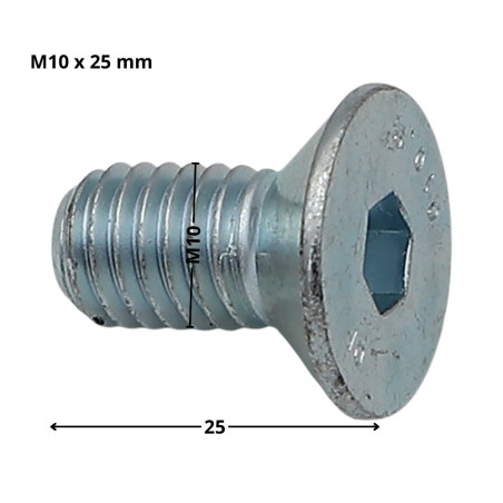 1 x Tornillo metales FHC cabeza fresada cavidad hexagonal hueca llave de 6 M10X25 roscado total clase 10.9 Acero cincado