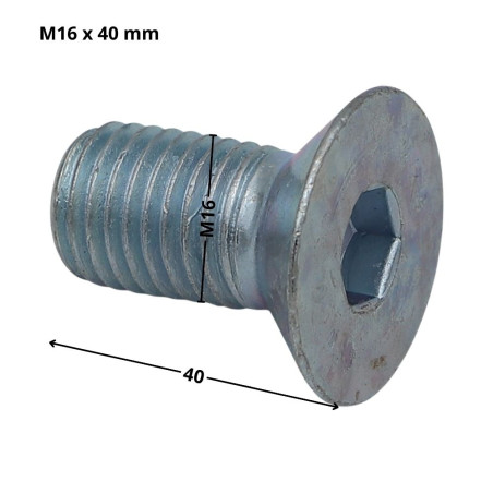 1 x Tornillo metales FHC cabeza fresada cavidad hexagonal hueca llave de 10 M16X40 roscado total clase 10.9 Acero cincado