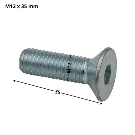 1 x Tornillo metales FHC cabeza fresada cavidad hexagonal hueca llave de 8 M12X35 roscado total clase 10.9 Acero cincado