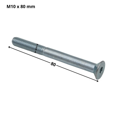 1 x Tornillo metales FHC cabeza fresada cavidad hexagonal hueca llave de 6 M10X80 roscado parcial clase 10.9 Acero cincado