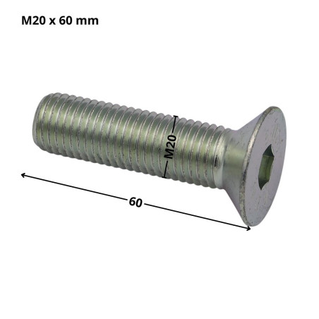 1 x Tornillo metales FHC cabeza fresada cavidad hexagonal hueca llave de 12 M20X60 roscado total clase 10.9 Acero cincado