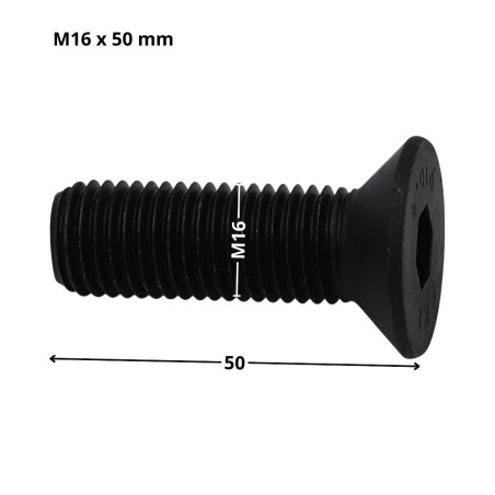 1 x Tornillo metales FHC cabeza fresada cavidad hexagonal hueca llave de 10 M16X50 roscado total clase 10.9 Acero bruto