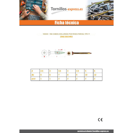1 x Tornillos para madera TEKOR cabeza fresada/testa svasat Pozi PZ4 4X40 roscado parcial cut punta antihendidura tipo 17