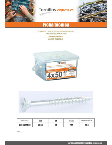 1 x Balde de 385 Tornillos para madera TEKOR...