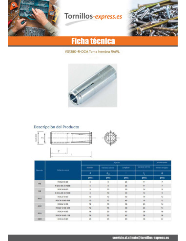 1 x Taco PEPITA RAWLPLUG Acero cincado blanco...