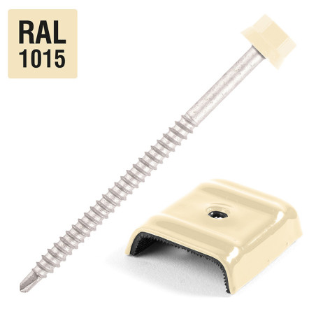1 x Tornillo autoperforante con puente para tejados 2 piezas Tipo E1 RAL1015 marfil claro 6.3X100