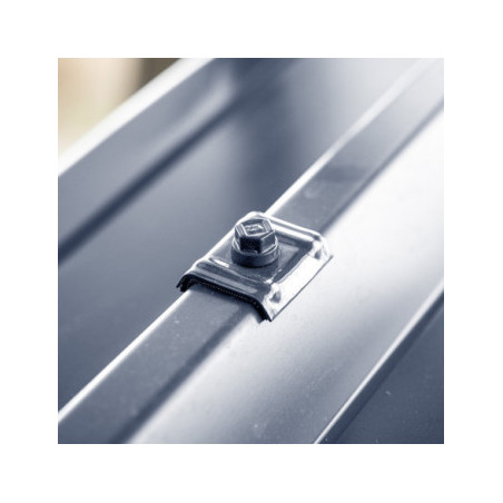 1 x Tornillo autoperforante con puente montado para tejados Tipo E1 RAL5008 gris azulado 6.3X100