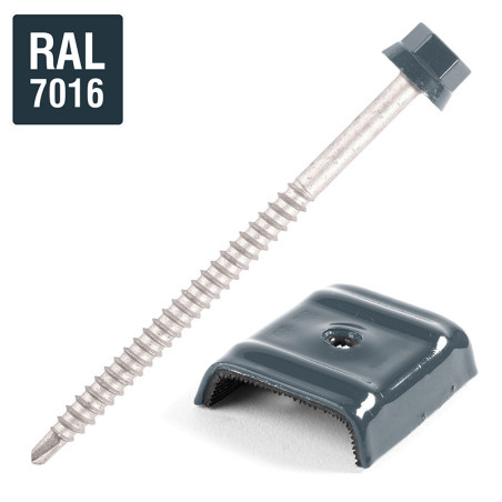 1 x Tornillo autoperforante con puente para tejados 2 piezas Tipo E1 RAL7016 gris antracita 6.3X100