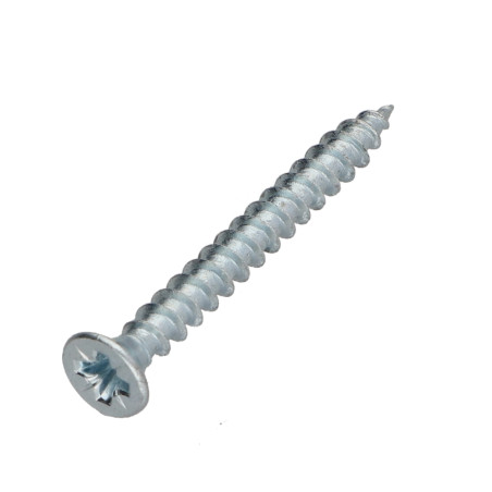 1 x Tornillo madera aglomerado PREMIUM cabeza fresada/testa svasat Pozi PZ4 4.5X45 Acero cincado blanco