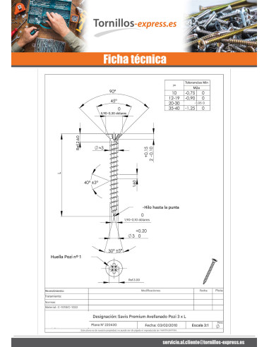 1 x Tornillo madera aglomerado PREMIUM cabeza...