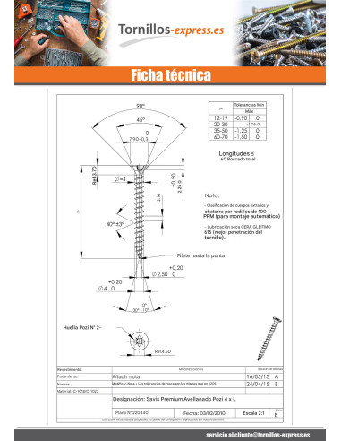 1 x Tornillo madera aglomerado PREMIUM cabeza...