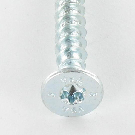 1 x Tornillo madera aglomerado VBA3 cabeza fresada/testa svasat dentado 8X220 roscado en 124 TORX T40 Acero cincado blanco