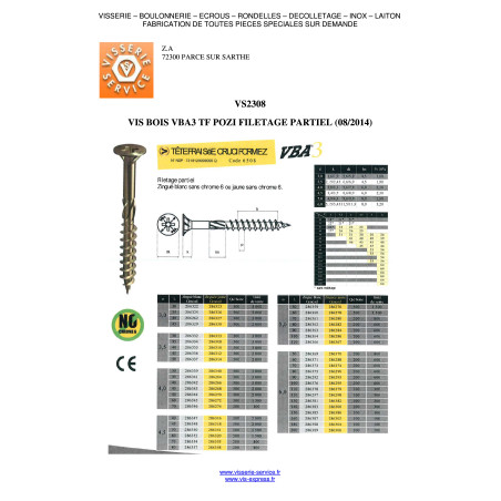 1 x Tornillo madera aglomerado VBA3 cabeza fresada/testa svasat Pozi 4X35 roscado parcial Acero cincado blanco
