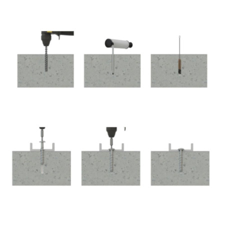 1 x Tornillo hormigón cabeza abombada TORX TORX T30 6X40 Acero cincado blanco