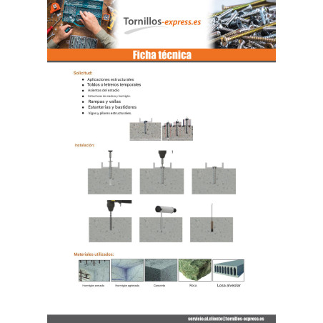 1 x Tornillo hormigón cabeza abombada TORX TORX T30 6X40 Acero cincado blanco