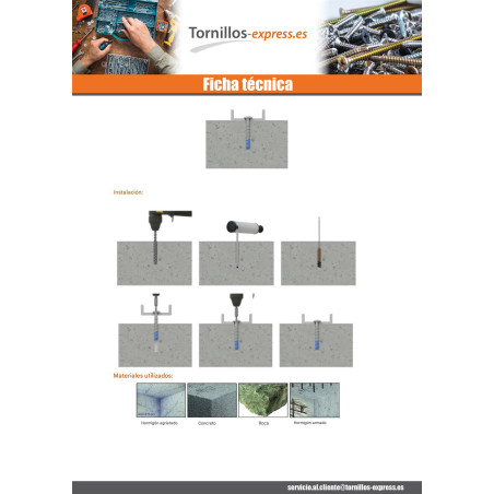 1 x Tornillo hormigón cabeza abombada TORX TORX T30 6X50 Bimetal
