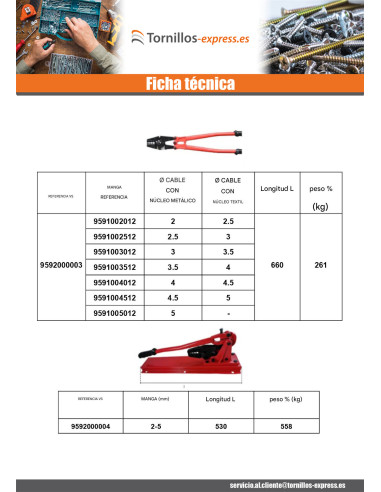 1 x Alicate de engarce longitud 440 Acero bruto