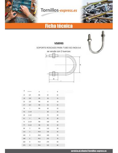 1 x Estribo Inoxidable A4 fondo redondo con...