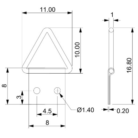 1 x Colgador triangular para cuadros 8 mm Acero bruto