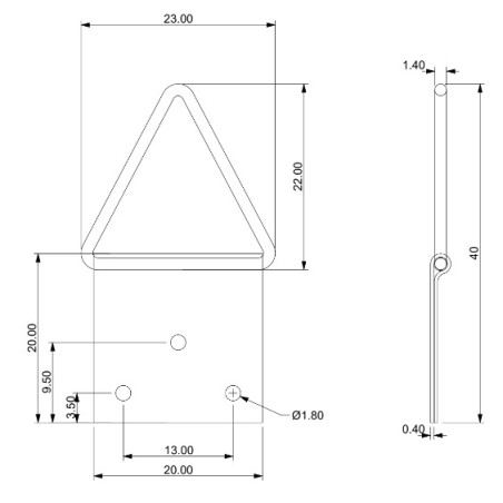 1 x Colgador triangular para cuadros 14 mm Acero bruto