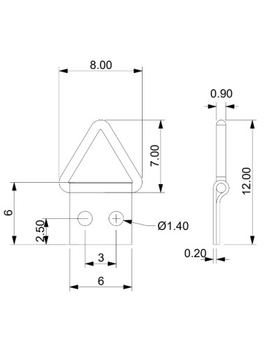 1 x Colgador triangular para cuadros 6 mm Acero...