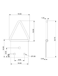 Colgador triangular para cuadros 16 mm Acero bruto 2