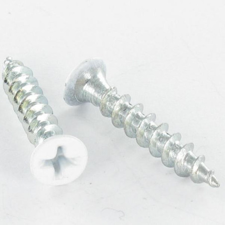 1 x Tornillo pvc cabeza fresada/testa svasat phillips 4.2X25 Acero cincado blanco lacado blanco RAL9010 blanco puro