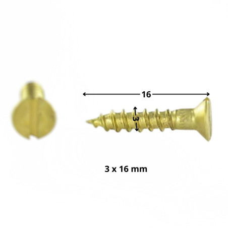 1 x Tornillo madera Latón cabeza fresada/testa svasat ranura 3X16 microtornillo