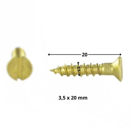 1 x Tornillo madera Latón cabeza fresada/testa svasat ranura 3.5X20