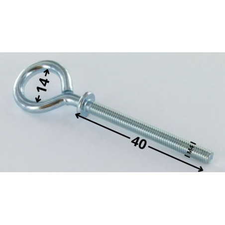 1 x Tornillo de ojo metales con reborde 4X40 Acero cincado blanco