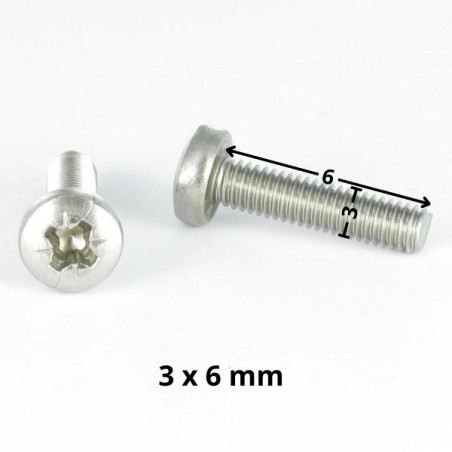 1 x Tornillo metales cabeza abovedada ancha Pozi PZ3 M3X6 Acero cincado blanco microtornillo