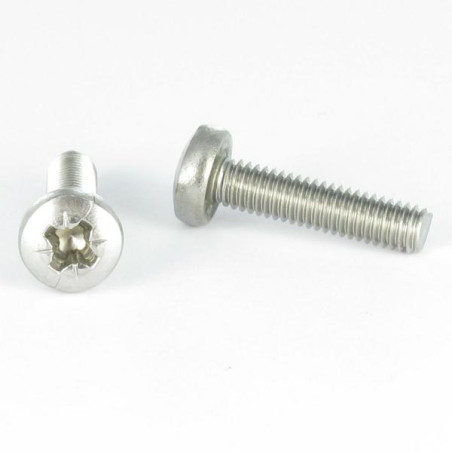 1 x Tornillo metales cabeza abovedada ancha Pozi PZ4 M4X10 Acero cincado blanco