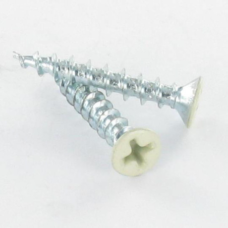 1 x Tornillo pvc cabeza fresada abombada phillips 4.3X55 Acero cincado blanco RAL1015 marfil claro