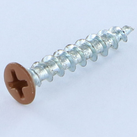 1 x Tornillo madera aglomerado cabeza fresada abombada phillips 4.3X25 Acero cincado blanco RAL8003