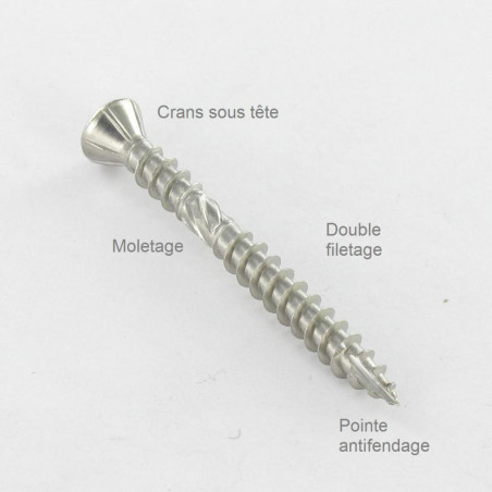 1 x Tornillo terraza doble roscado cabeza fresada/testa svasat TORX T25 5X60 cut punta antihendidura tipo 17 Inoxidable A4