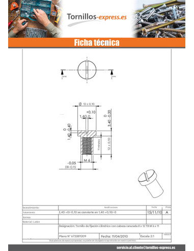 1 x Tuerca encuadernador cabeza cilíndrica...
