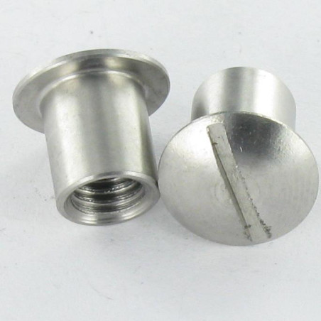 1 x Tuerca encuadernador cabeza abombada ranura 8X9 M6X8 Inox