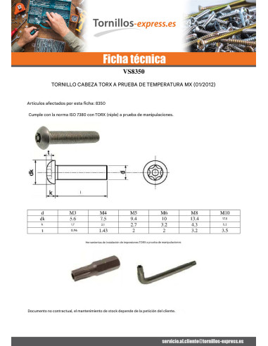 1 x Tornillo metales Inoxidable A2 Seguridad...