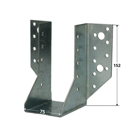 1 x Colgador de vigueta en forma de U con Aletas exterior sendzimir 75X152
