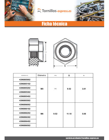1 x Tuerca para remachar hexagonal Acero...