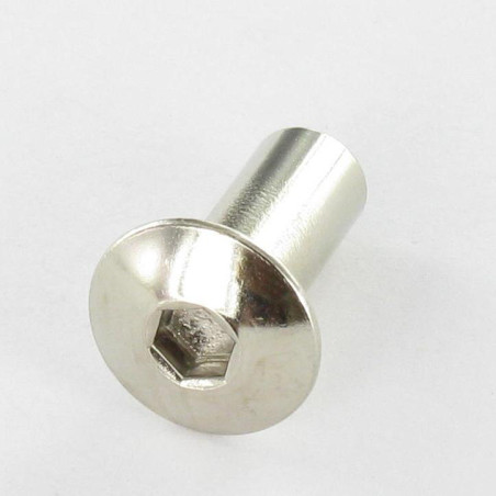 1 x Tornillo encuadernador FEM poelier cabeza redonda ancha llave de 4 13X16 TB5X12 Acero niquelado