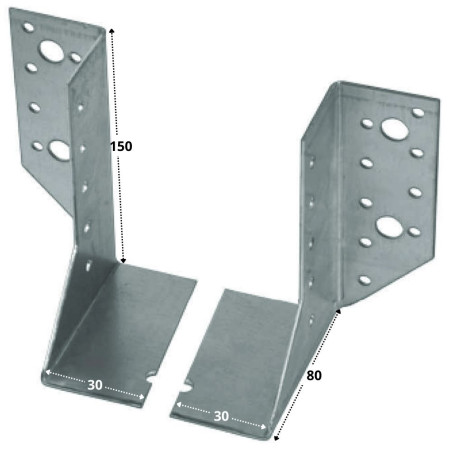 1 x Conjunto 2 colgador de vigueta izquierda recta sendzimir 30X150