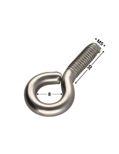 1 x Tornillo de ojo metales M5X30 ojo 8...