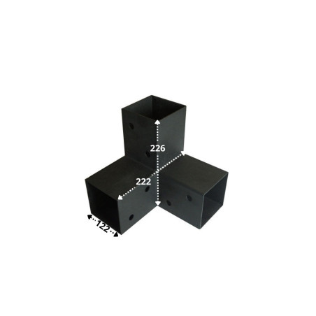 1 x Conector platina de ensamblaje EXPRESAR 3 Direcciones Acero cincado negro 122X226X222