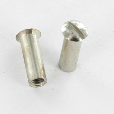 1 x Tuerca encuadernador cabeza fresada abombada ranura M4X12 5X16 Latón cromo