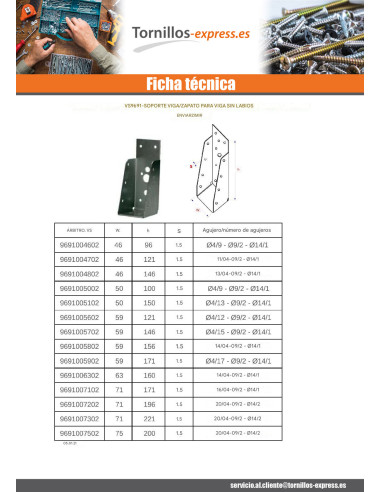 1 x Estribo HAZ sin LABIO sendzimir 71X196